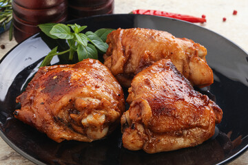 Roasted chicken leg with spicy sauce