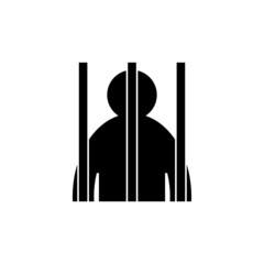 Prison bars with human inside. Isolated vector illustration on white background.