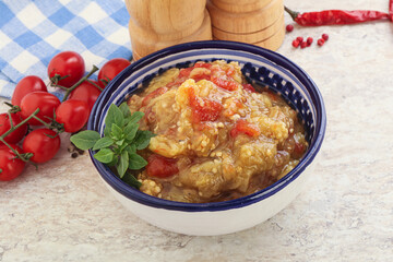 Caucasian Mangal salad with baked vegetables