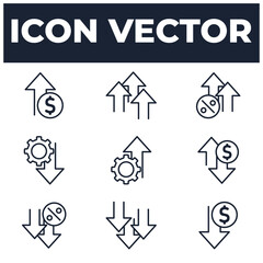 set of Increase and Decrease elements symbol template for graphic and web design collection logo vector illustration