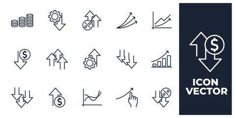 Fototapeta premium set of Increase and Decrease elements symbol template for graphic and web design collection logo vector illustration