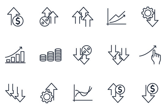 set of Increase and Decrease elements symbol template for graphic and web design collection logo vector illustration