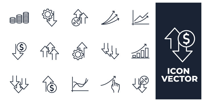 set of Increase and Decrease elements symbol template for graphic and web design collection logo vector illustration