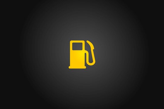 Glowing amber fuel pump icon on a black background