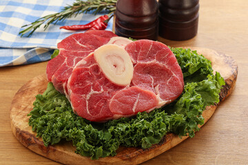 Raw ossobuco beef meat for cooking