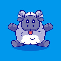 cute sheep illustration suitable for mascot sticker and t-shirt design
