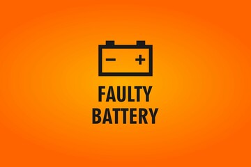 Faulty Battery message on an orange background