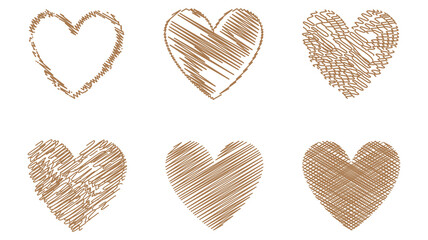 Heart contour vector. Brown hand drawn love icon isolated. Paint brush stroke heart icon. Hand drawn vector for love logo, heart symbol, doodle icon and Valentine's day. Painted grunge vector shape