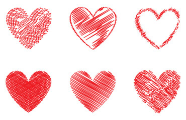 Heart contour vector. Red hand drawn love icon isolated. Paint brush stroke heart icon. Hand drawn vector for love logo, heart symbol, doodle icon and Valentine's day. Painted grunge vector shape