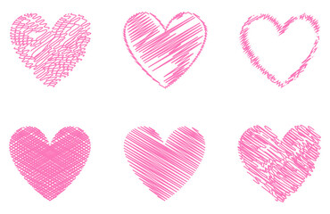 Heart contour vector. Pink hand drawn love icon isolated. Paint brush stroke heart icon. Hand drawn vector for love logo, heart symbol, doodle icon and Valentine's day. Painted grunge vector shape
