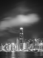 Obraz na płótnie Canvas Night scenery of Victoria harbor of Hong Kong city