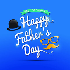 Happy Father’s Day greeting card, banner design with lettering, typography or Calligraphy in three-dimensional style
