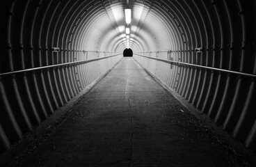 Interior view of empty tunnel. Architecture abstract background