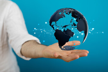 Map of the planet. World map. Global social network