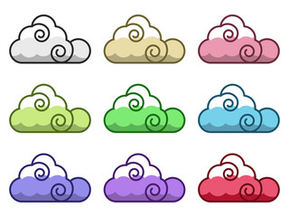 雲イラスト　カラフル　天気　マーク