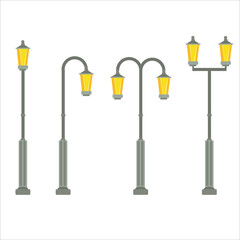 Street lamp on a metal stand. Environment. Element of the urban environment. Vector illustration isolated on white background