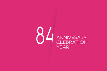 84 year anniversary anniversary celebration year, 84 year anniversary. birthday invitation on red background with white numbers