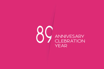 89 year anniversary anniversary celebration year,  89 year anniversary. birthday invitation on red background with white numbers