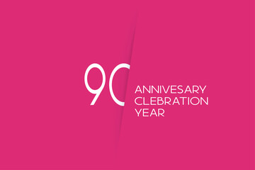 90 year anniversary anniversary celebration year,  90 year anniversary. birthday invitation on red background with white numbers