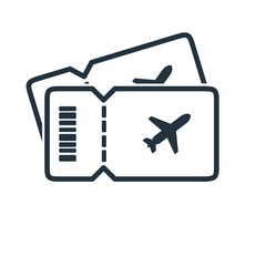 airplane ticket line icon vector.  Airplane ticket symbol design isolated on a white background.