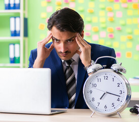 Businessman with many conflicting priorities in time management