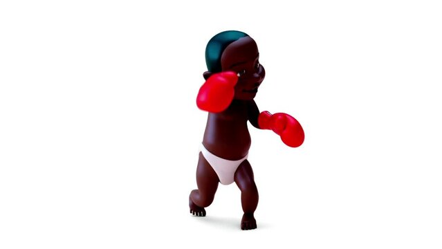 Fun 3D cartoon of a baby boxing