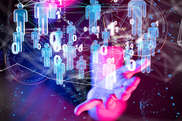Abstract technology group and data 3d