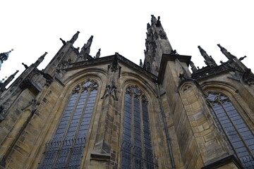 Gotyckie okna Katedry Św. Wita, Hradczany, Praga, Czechy - obrazy, fototapety, plakaty
