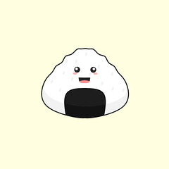 Illustration vector cartoon character onigiri cute smile expression