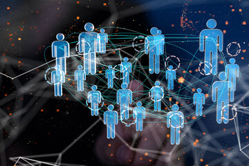 Global network. Blockchain. 3D illustration. Neural networks and artificial intelligence. Abstract