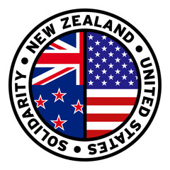 Round New Zealand United States Solidarity Flag Clipart