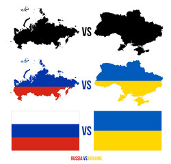 2022 Russian Invasion of Ukraine Vector Illustration. Ukraine & Russia Map & Flag.