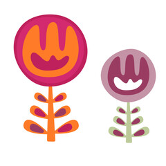 Beautiful simple decorative flower. Tulip in scandinavian style. Design element for postcards, posters, fabrics