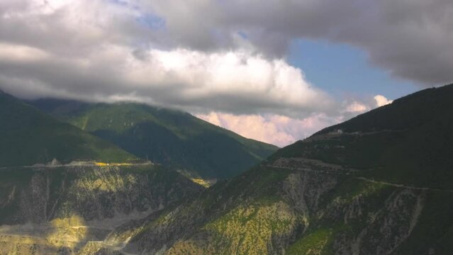 Time lapse 4k footage of Artvin Güloğlu Plateau mountains. Time lapse clouds.