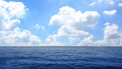 The blue ocean and sky background.