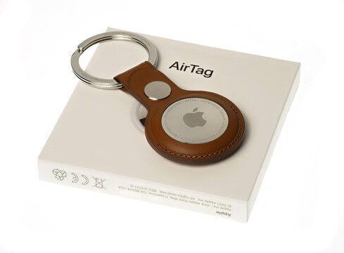 Apple AirTag on white background