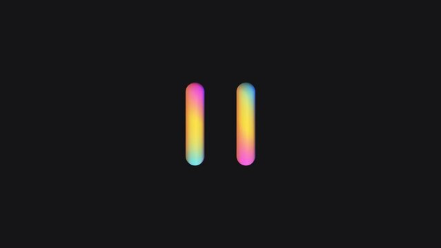 Play and pause button morphing loop animation. Gradient colors with dark background. 60 fps. 