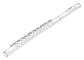 Flute graphic black white isolated sketch illustration vector