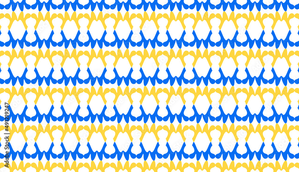 Poster minimalist seamless pattern in blue and yellow colors. simple repeating pattern design