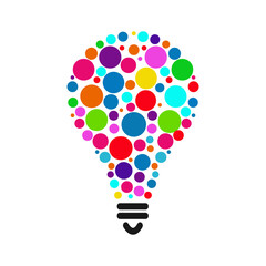 Creative idea logo concept illustration. Colorful Light bulb logo design on white background.