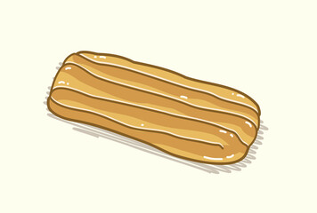 Brown rectangle bread offering for Taiwanese festival in cute flat art illustration vector design