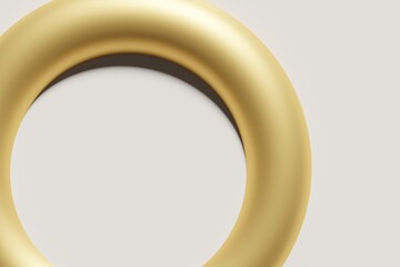 3d render of gold torus on a beige background