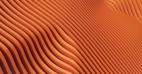 Parametric architecture of the future for presentations, graphic design. Architectural composition, facade detail, wall,against  light empty sky - 3D render. Abstract geometric unobtrusive background.