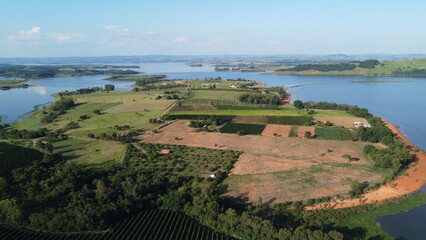 beautiful landscape from above top view 
