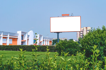 Billboard mockup. Against the backdrop of the city. The concept of outdoor advertising, marketing, sales.