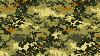 Military Pixel camouflage texture pattern horizontal banner illustration wallpaper © Oleksiy Oliinyk