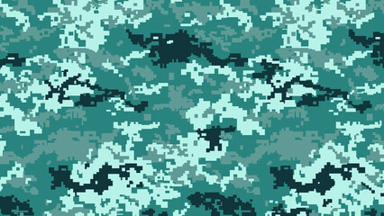 Obraz premium Military Pixel camouflage texture pattern horizontal banner illustration wallpaper