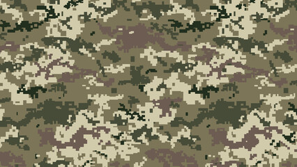 Fototapeta na wymiar Military Pixel camouflage texture pattern horizontal banner illustration wallpaper