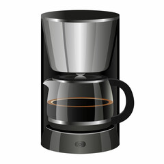 Realistic coffee maker, Drip Coffee Maker, Mini Coffee Machine, isolated on white background .Kitchen appliances vector icon. Flat design