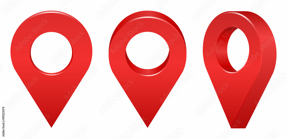 Aufkleber location icon isolated on white background. map pointer 3d pin. vector symbols set,. web dot main po